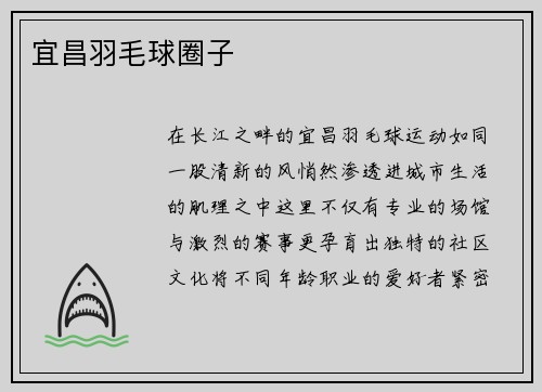 宜昌羽毛球圈子